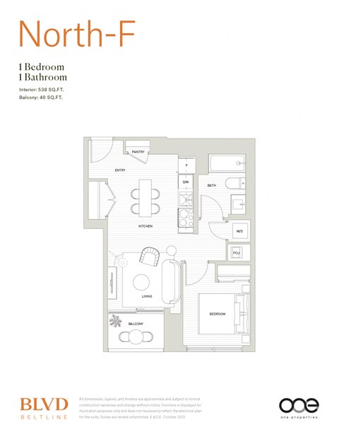 North - F Floor Plan at BLVD Beltline, Calgary, Alberta